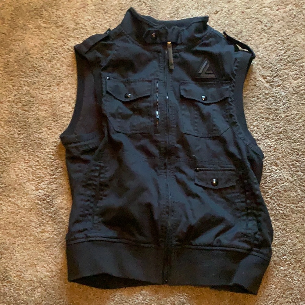 Black sleeveless jacket